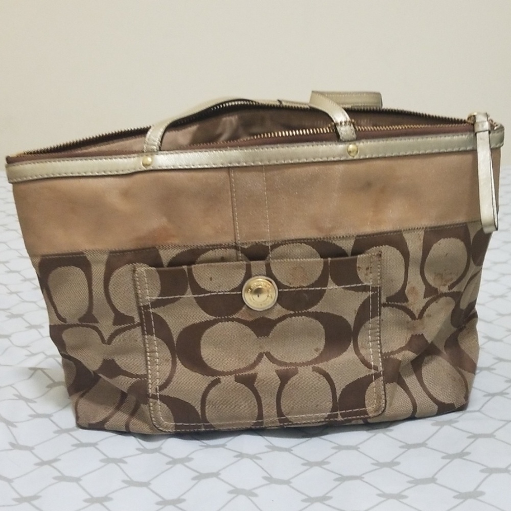 Gold coach tote bag